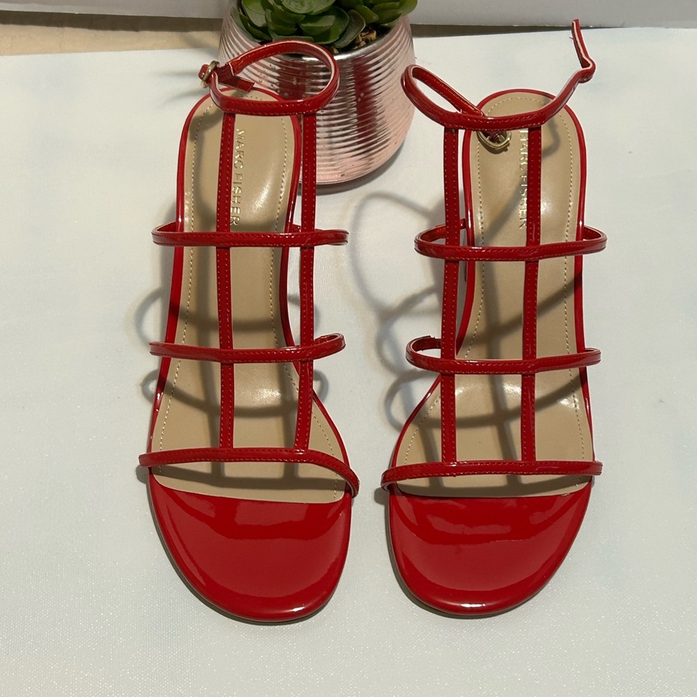Marc Fisher Red Strappy Sandals - Picture 3 of 7